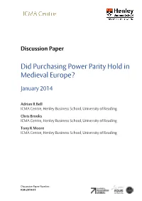 Did Purchasing Power Parity Hold in Medieval Europe?