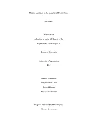 Medical Language in the Speeches of Demosthenes Allison Das a Dissertation Submitted in Partial Fulfillment of the Requirement