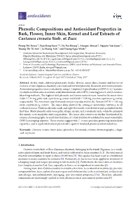 Phenolic Compositions and Antioxidant Properties in Bark, Flower, Inner Skin, Kernel and Leaf Extracts of Castanea Crenata Sieb