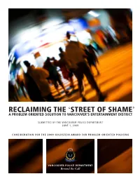 Reclaiming the 'Street of Shame': a Problem Oriented Solution to Vancouver's Entertainment District
