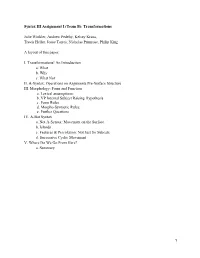 Syntax III Assignment I (Team B): Transformations Julie Winkler