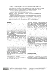 Cloning a Gene Coding for Norflurazon Resistance in Cyanobacteria