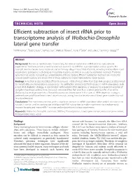 Efficient Subtraction of Insect Rrna Prior to Transcriptome Analysis Of