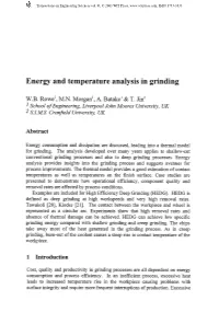 Energy and Temperature Analysis in Grinding