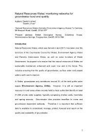 Groundwater Level and Quality Monitoring in Wales: An