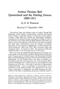 Joshua Thomas Bell Queensland and the Darling Downs 1889-1911 by D