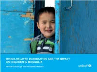Mining-Related In-Migration and the Impact on Children in Mongolia
