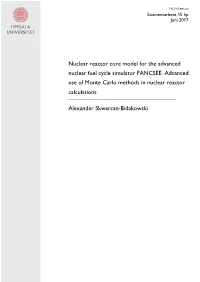 Nuclear Reactor Core Model for the Advanced Nuclear Fuel Cycle Simulator FANCSEE