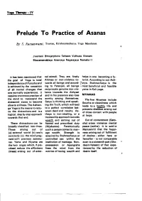 Prelude to Practice of Asanas