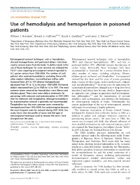 Use of Hemodialysis and Hemoperfusion in Poisoned Patients William J