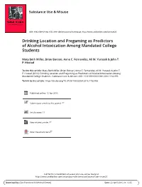Drinking Location and Pregaming As Predictors of Alcohol Intoxication Among Mandated College Students