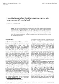 Impact Behaviour of Acrylonitrile-Butadiene-Styrene After Temperature and Humidity Load