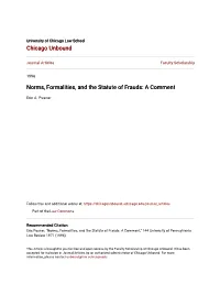 Norms, Formalities, and the Statute of Frauds: a Comment