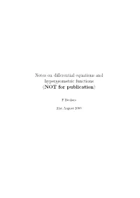 Notes on Differential Equations and Hypergeometric Functions