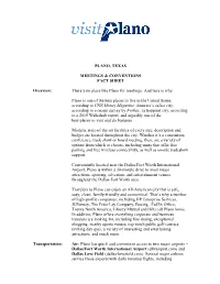 Plano Meeting Fact Sheet
