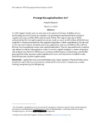 Prompt Recapitalization Act1