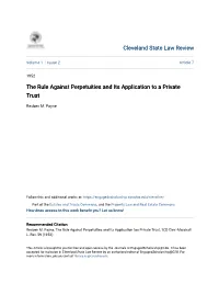The Rule Against Perpetuities and Its Application to a Private Trust