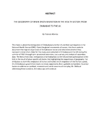 Abstract the Geography of Brain Drain Migration in the Health Sector