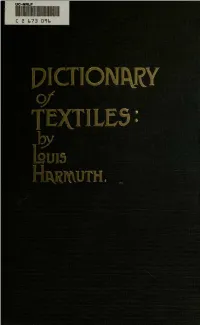 Dictionary of Textiles by Harmuth Louis