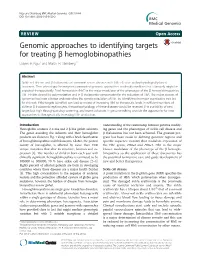 Genomic Approaches to Identifying Targets for Treating Β Hemoglobinopathies Duyen A