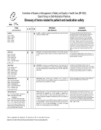 Glossary of Terms Related to Patient and Medication Safety