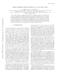 Magnetic Quantum Phase Transitions in a Clean Dirac Metal