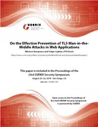 On the Effective Prevention of TLS Man-In-The- Middle Attacks in Web