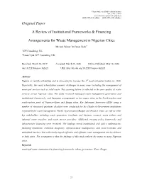 Original Paper a Review of Institutional Frameworks