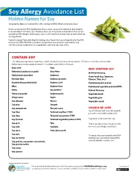 Soy Allergy Avoidance List Hidden Names for Soy Compiled by Debra A