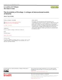 The Invisibility of Privilege: a Critique of Intersectional Models of Identity Anna Carastathis