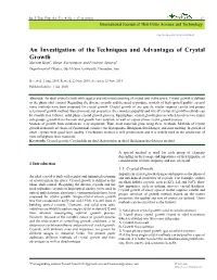 An Investigation of the Techniques and Advantages of Crystal Growth