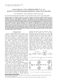 Analysis of a Full-Bridge Direct Ac-Ac Boost Converter Based Domestic Induction Heater