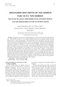 Discovered Documents of Von Siebold Part Iii Pf