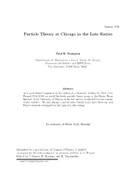 Particle Theory at Chicago in the Late Sixties