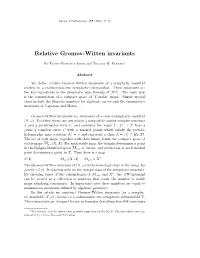Relative Gromov-Witten Invariants