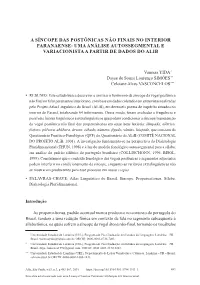 Syncope of Non-Final Postonic Vowels in the Inland of Paraná