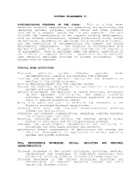 Systems Programmer Ii