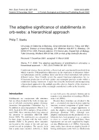 The Adaptive Significance of Stabilimenta in Orb-Webs