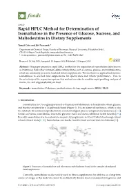 Rapid HPLC Method for Determination of Isomaltulose in The