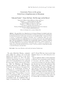 Systematic Notes on the Genus Hedychium (Zingiberaceae) in Myanmar