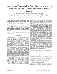 An Internet Framework to Bring Coherence Between WAP and HTTP Ensuring Better Mobile Internet Security