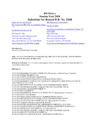 H.B. No. 5208 Bill History