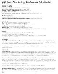 MAC Basics, Terminology, File Formats, Color Models