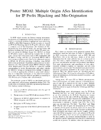 Multiple Origin Ases Identification for IP Prefix Hijacking and Mis