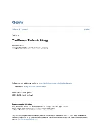 The Place of Psalms in Liturgy