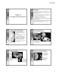 10/17/2015 1 the Origin of the Solar System Chapter 10