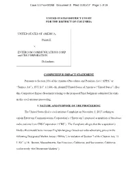 Competitive Impact Statement