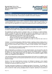 Practice Note Title: Home Based Business Activities Document Number: AC2201 Version: 2