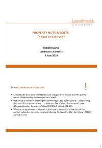 Tenant Or Licensee?