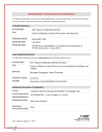Guide to Malware Incident Prevention and Handling